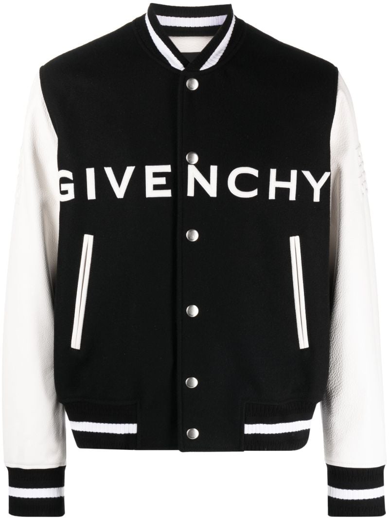 Black Logo-appliquÃ_x0083_Â© Varsity Jacket