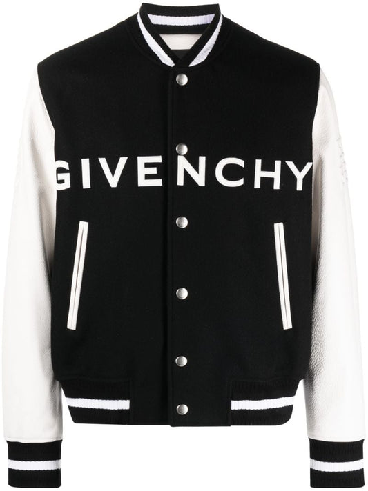 Black Logo-appliquÃ_x0083_Â© Varsity Jacket