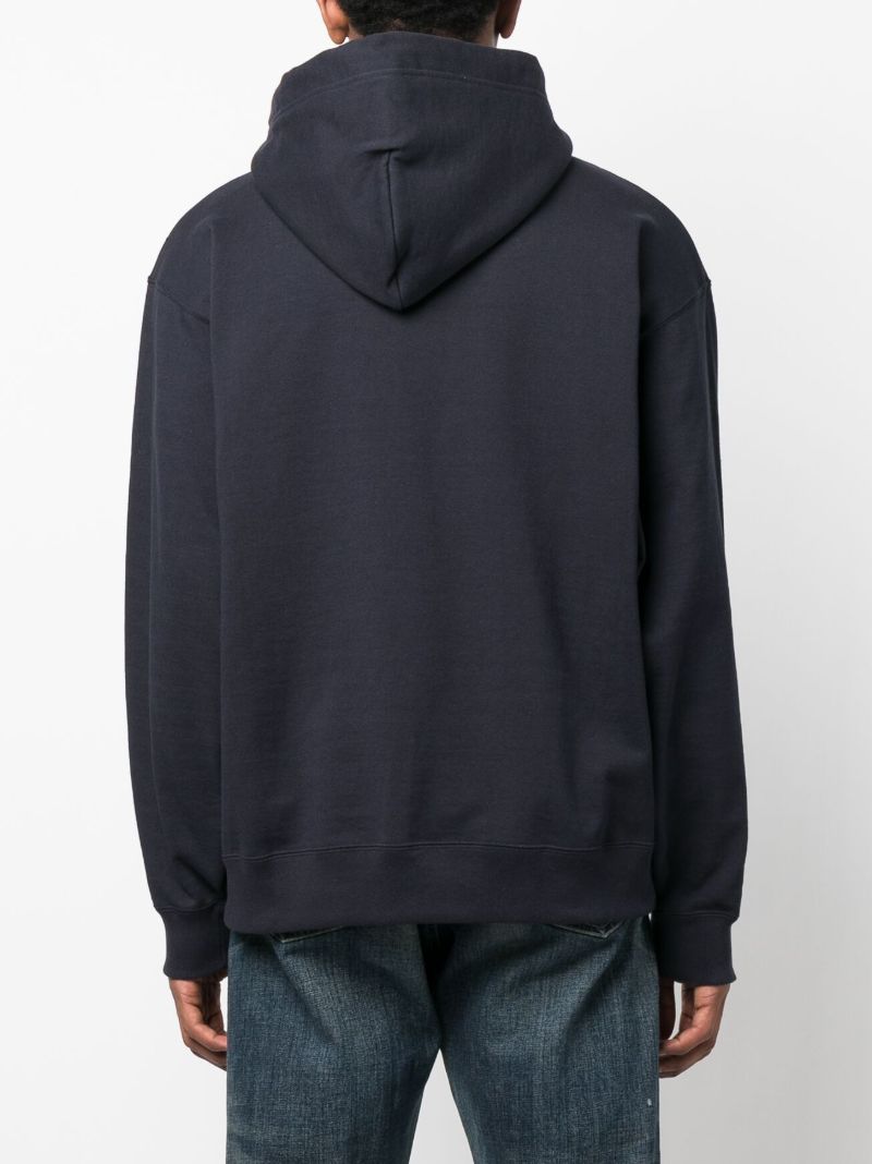 Blue Logo Print Cotton Hoodie