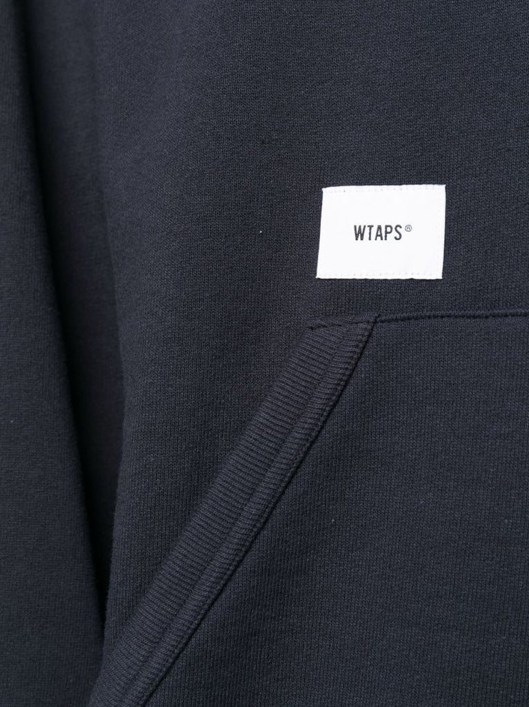 Blue Logo Print Cotton Hoodie