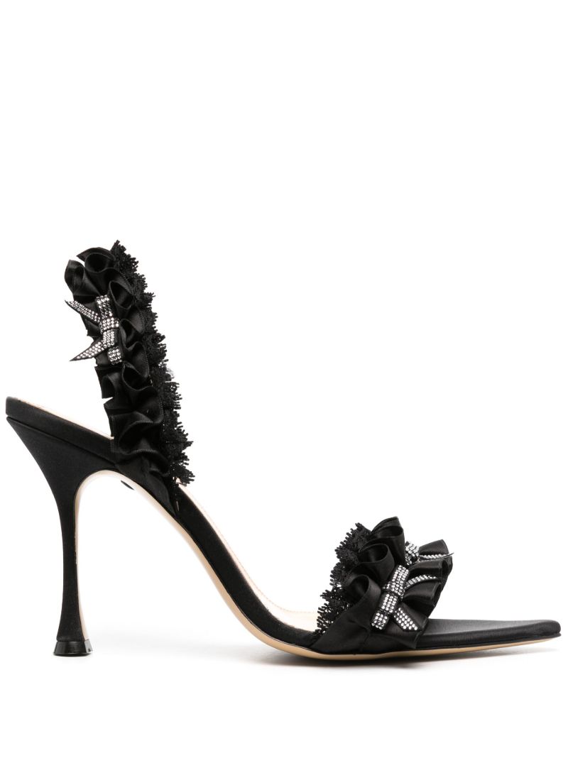Black Antoinette 110 Ruffled Sandals
