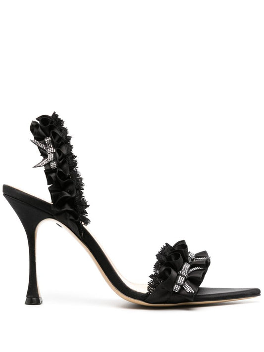 Black Antoinette 110 Ruffled Sandals