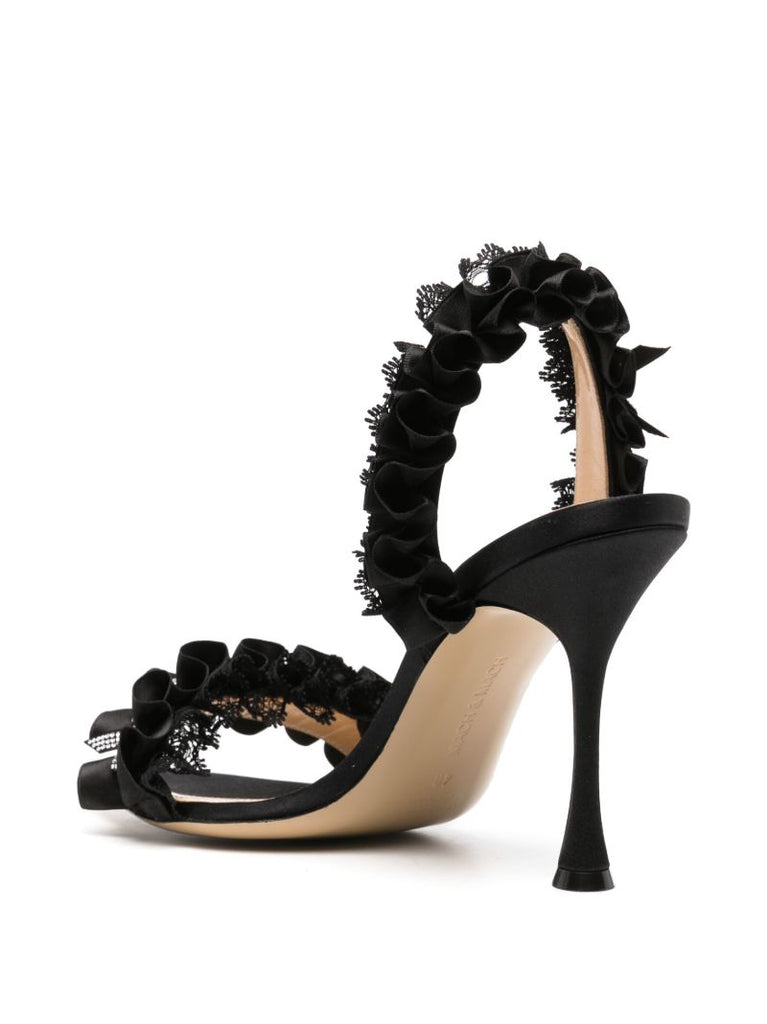 Black Antoinette 110 Ruffled Sandals