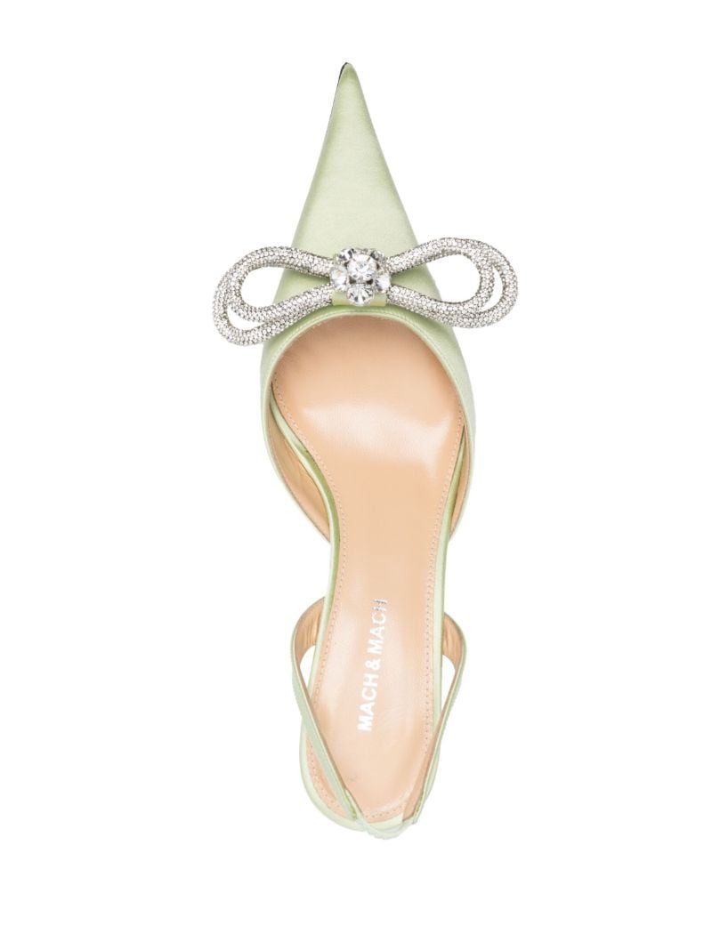 Green Double Bow 65mm Satin Slingback Pumps