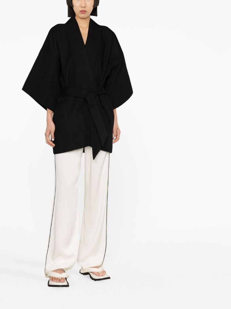 Black Wide Sleeve Belted Jacket