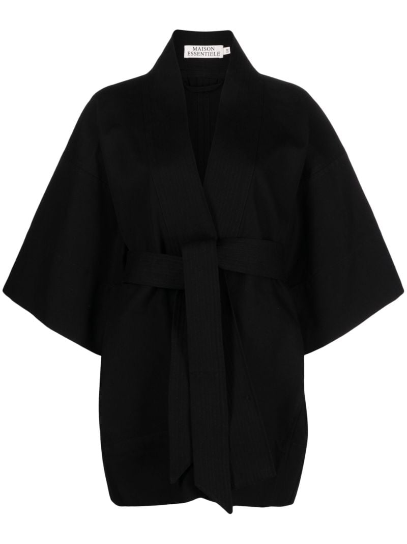 Black Wide Sleeve Belted Jacket