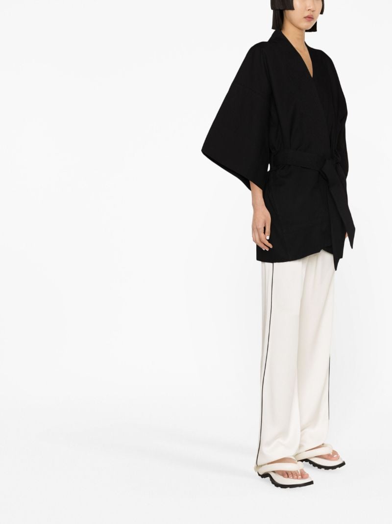 Black Wide Sleeve Belted Jacket