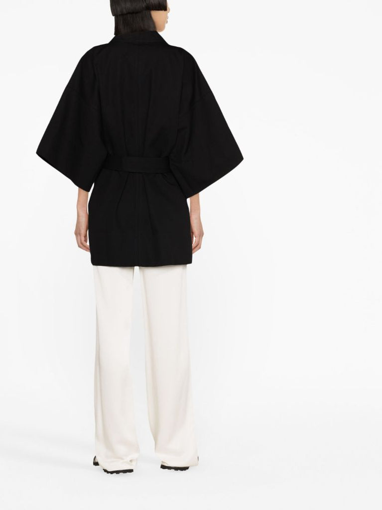 Black Wide Sleeve Belted Jacket