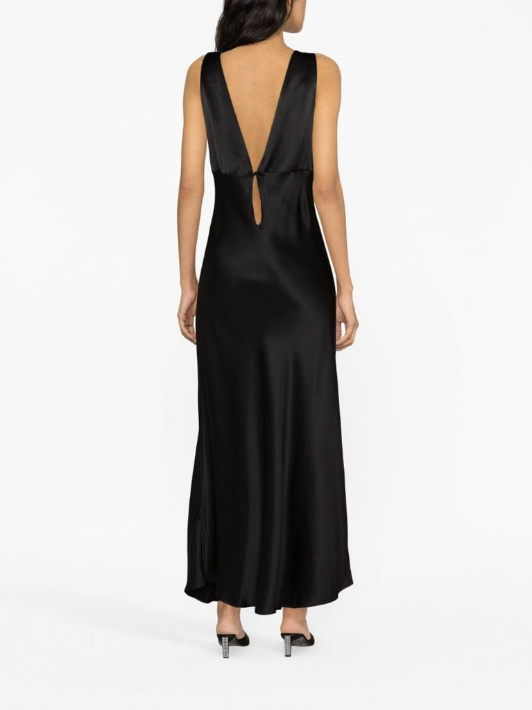 Black Silk Lace Trim Gown