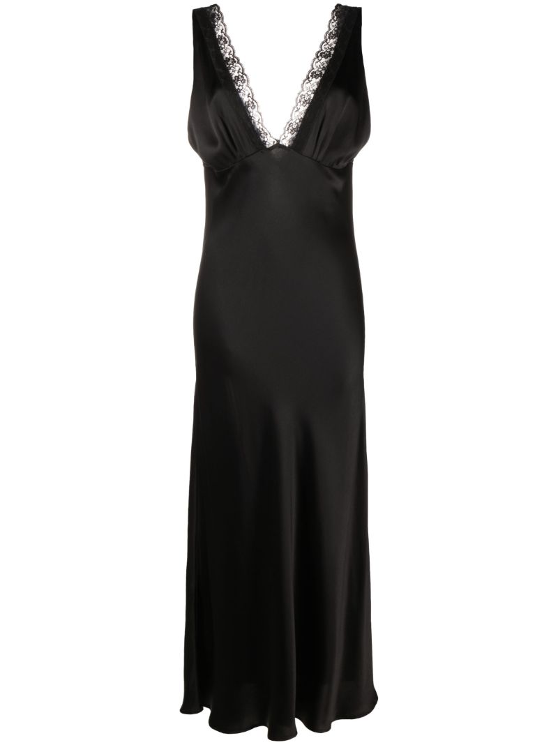 Black Silk Lace Trim Gown