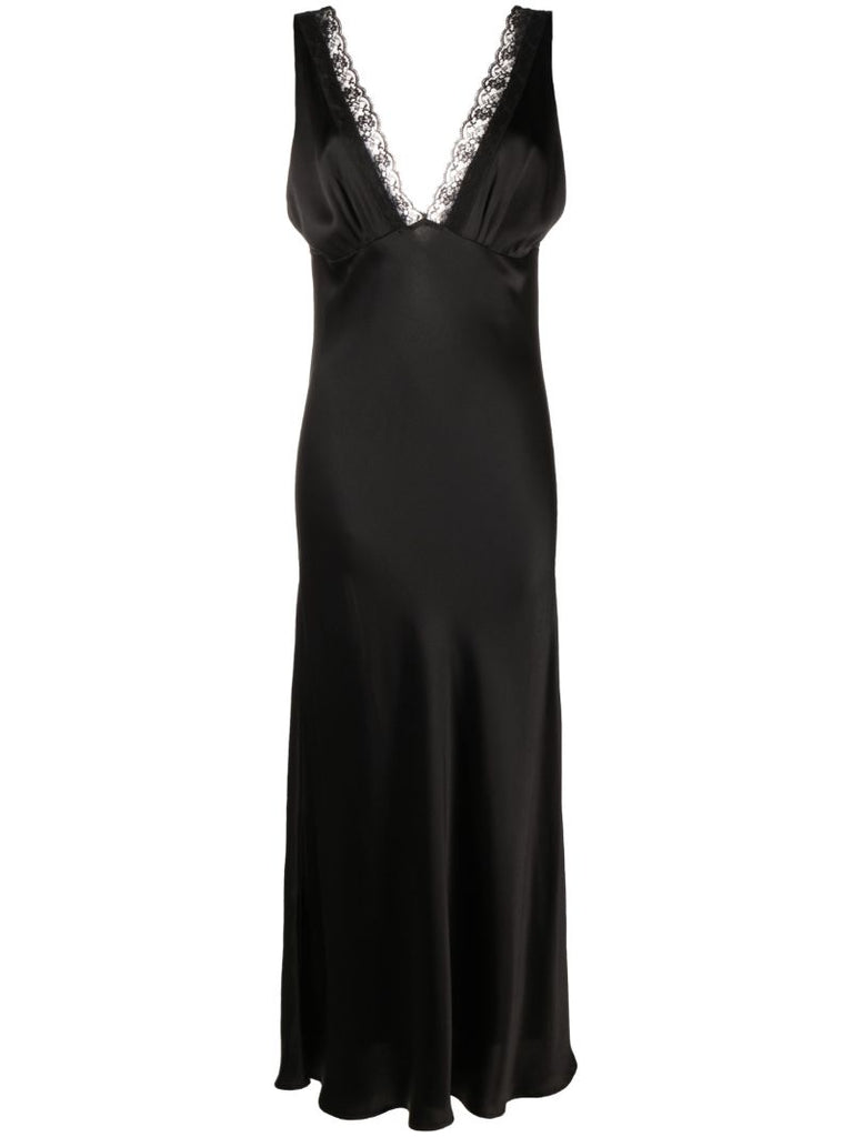 Black Silk Lace Trim Gown