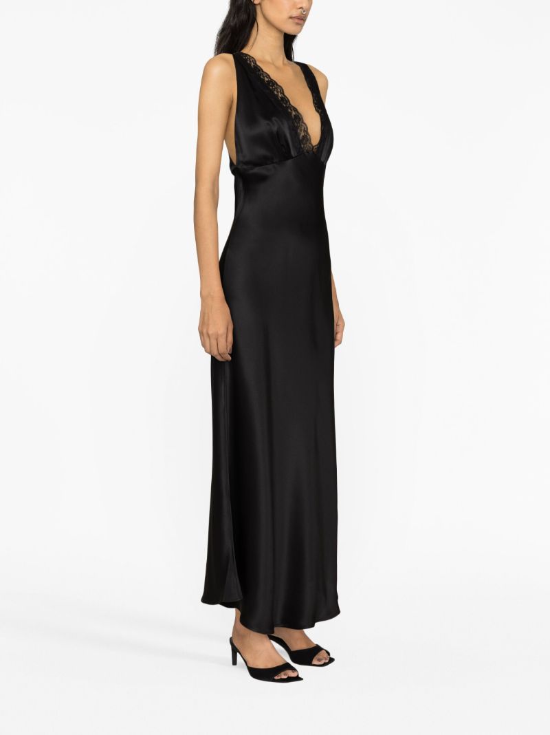 Black Silk Lace Trim Gown