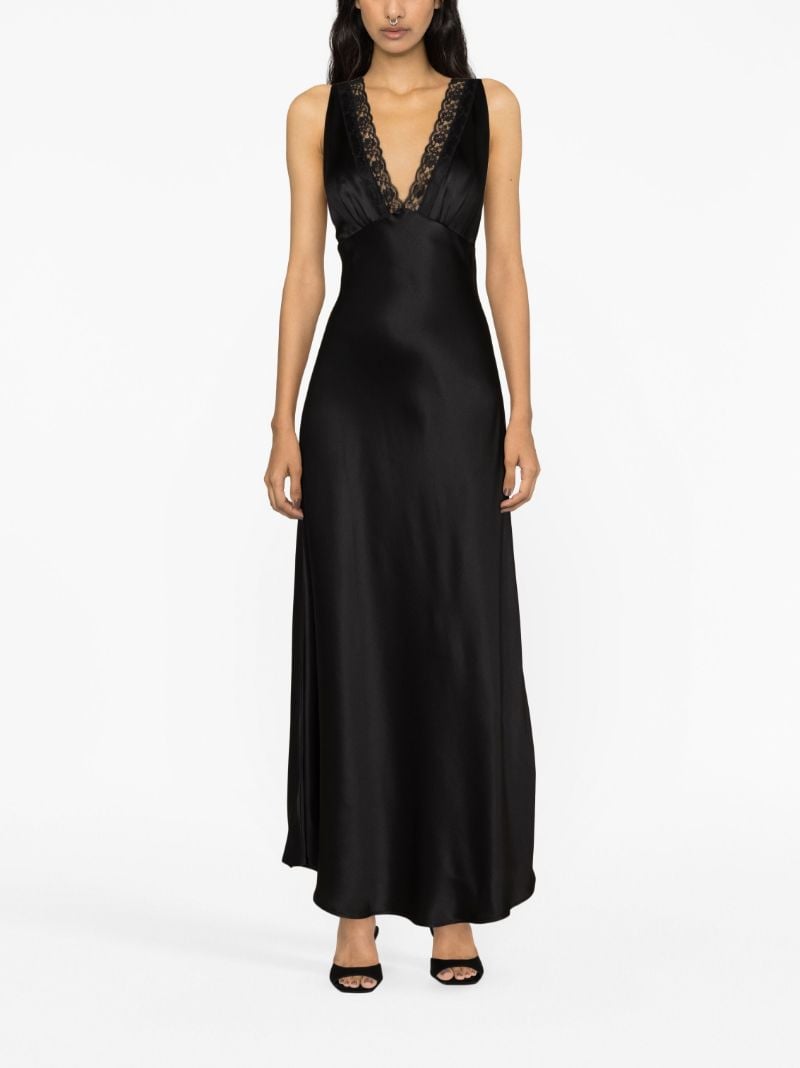 Black Silk Lace Trim Gown