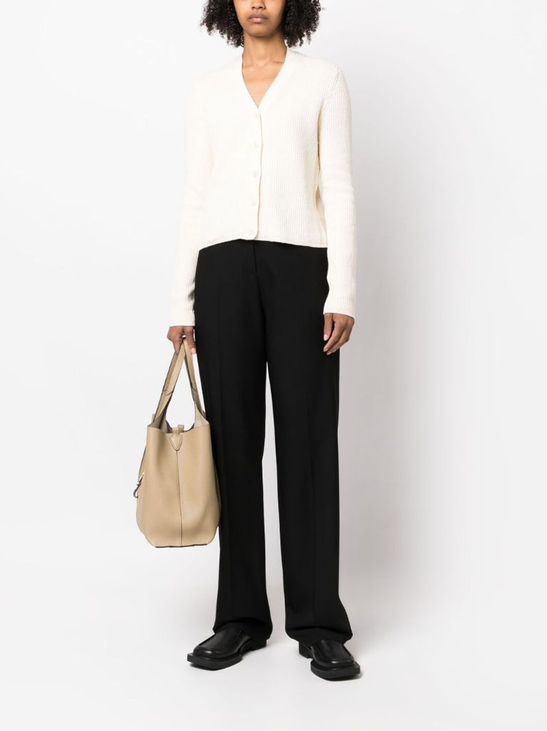 Neutral Ribbed Knit Cardigan