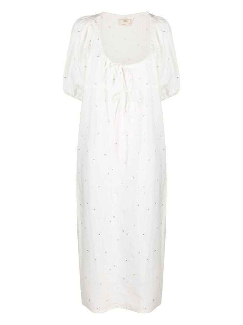 White Cotton Floral Print Nightdress