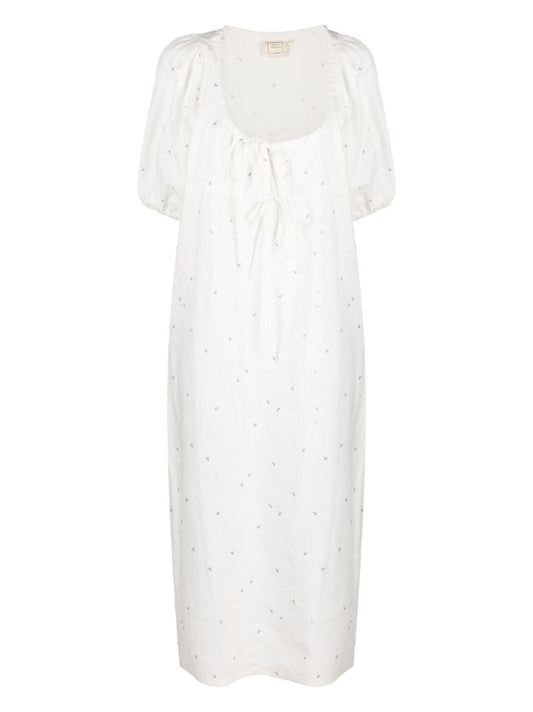 White Cotton Floral Print Nightdress