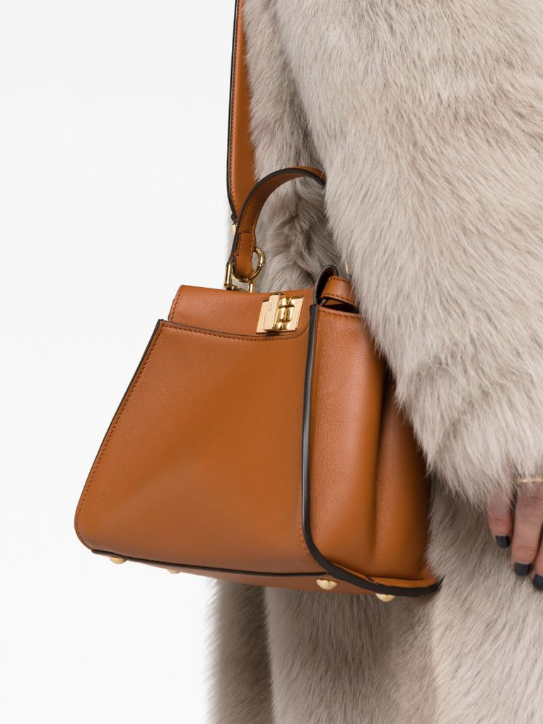 Brown Peekaboo Mini Leather Bag