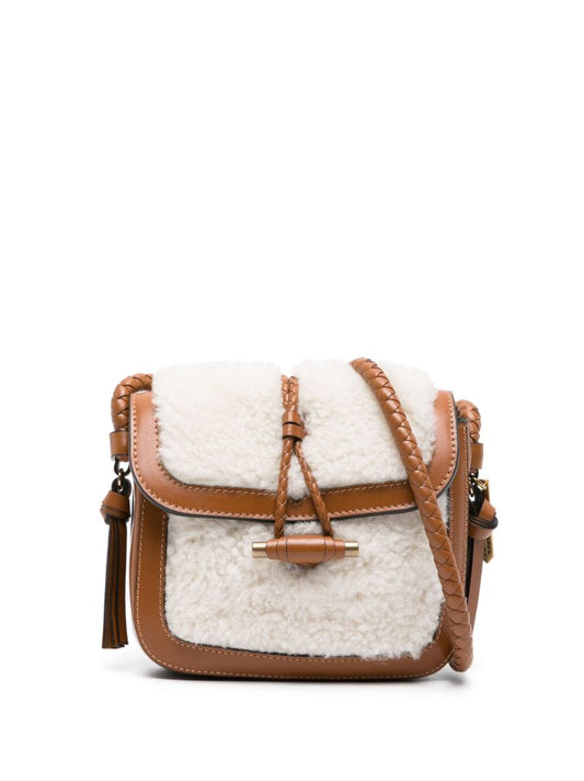 Neutral Vigo Shearling Crossbody Bag
