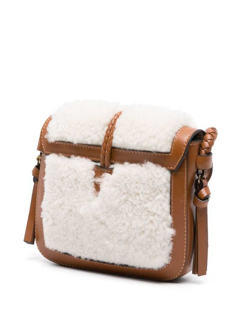 Neutral Vigo Shearling Crossbody Bag