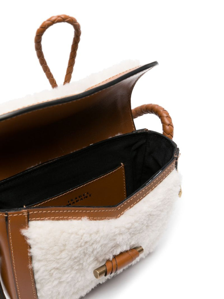 Neutral Vigo Shearling Crossbody Bag
