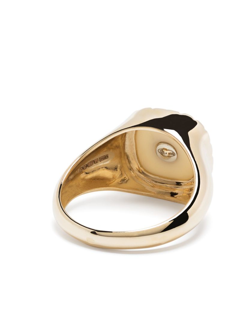 9kt Yellow Gold Pierrot Bakelite Diamond Signet Ring