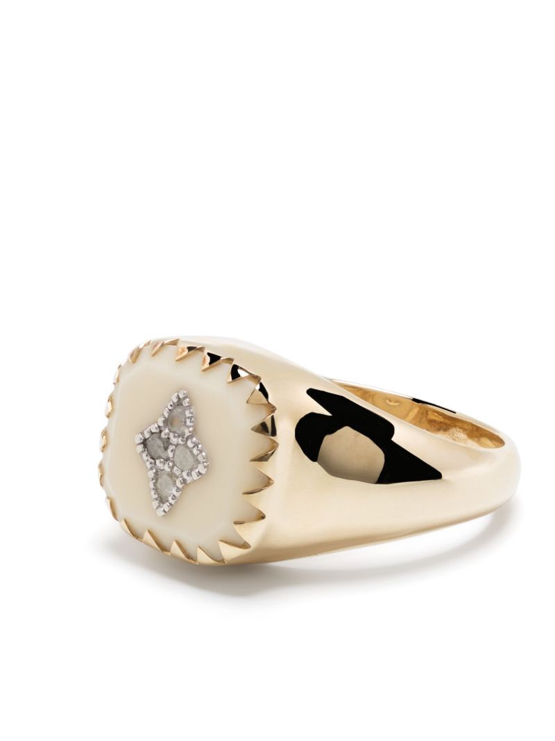 9kt Yellow Gold Pierrot Bakelite Diamond Signet Ring