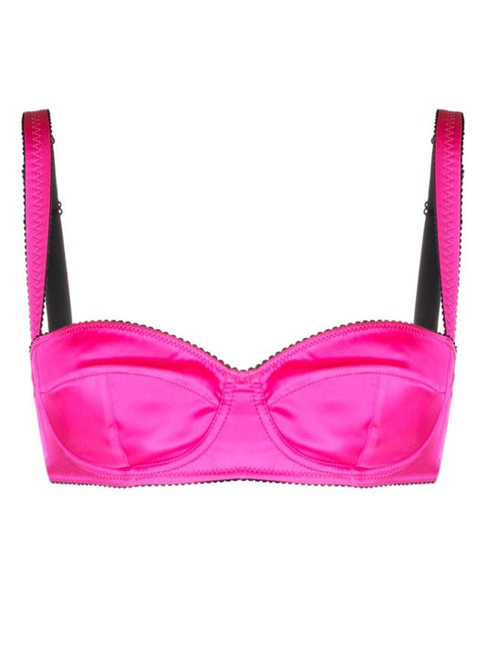 Pink Satin Balconette Bra