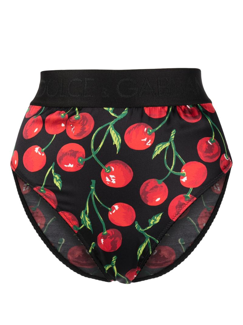 Black and Red Cherry Print Briefs