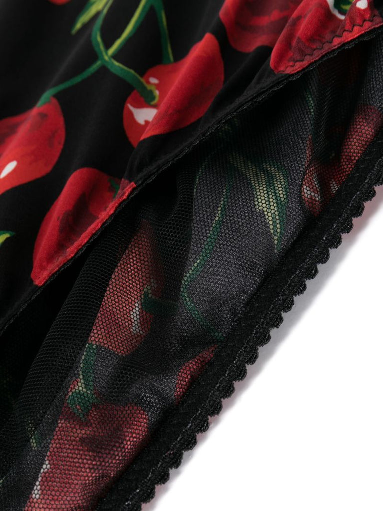 Black and Red Cherry Print Briefs