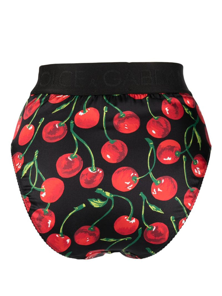 Black and Red Cherry Print Briefs