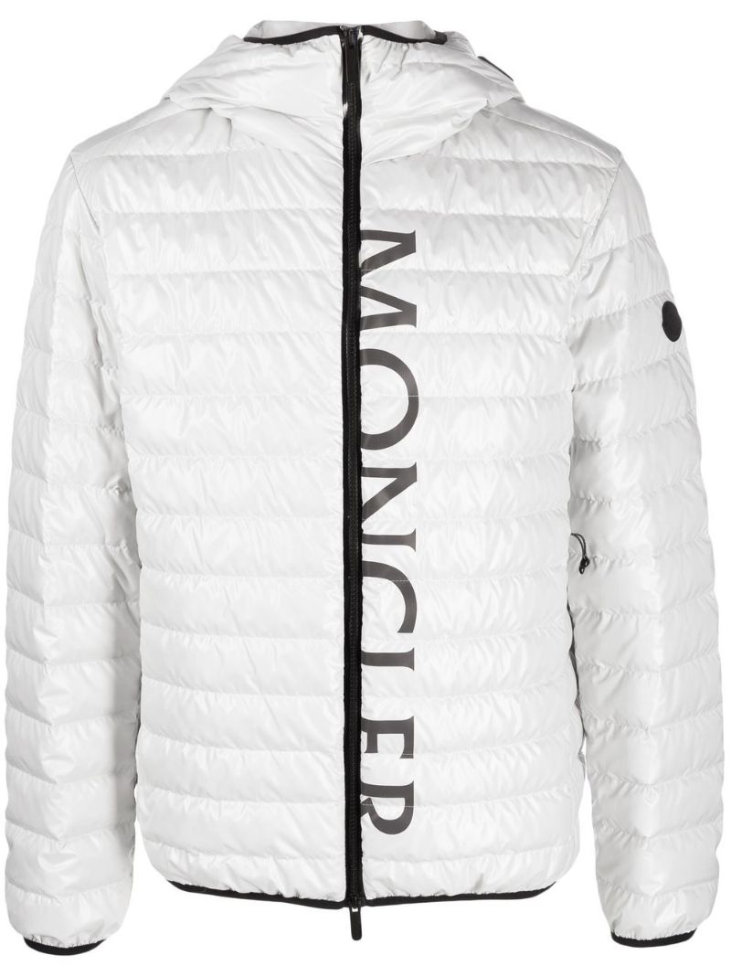 White Logo Print Padded Jacket
