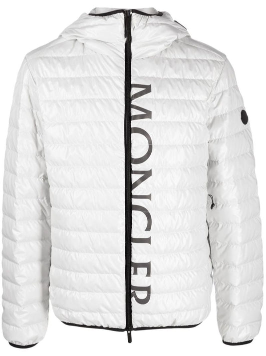White Logo Print Padded Jacket
