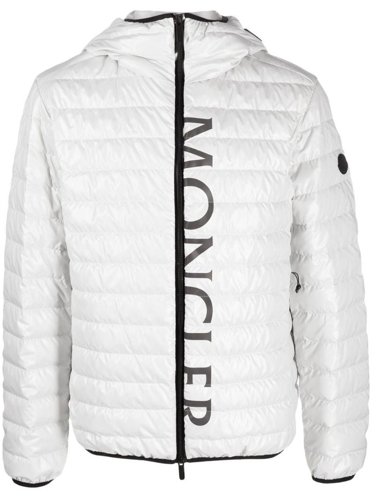 White Logo Print Padded Jacket
