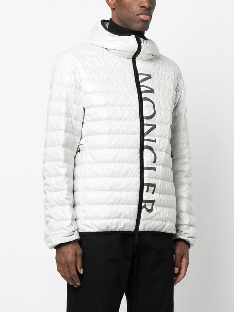 White Logo Print Padded Jacket