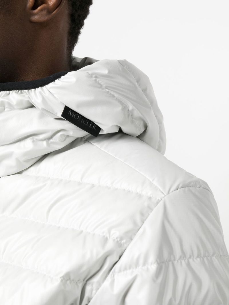 White Logo Print Padded Jacket