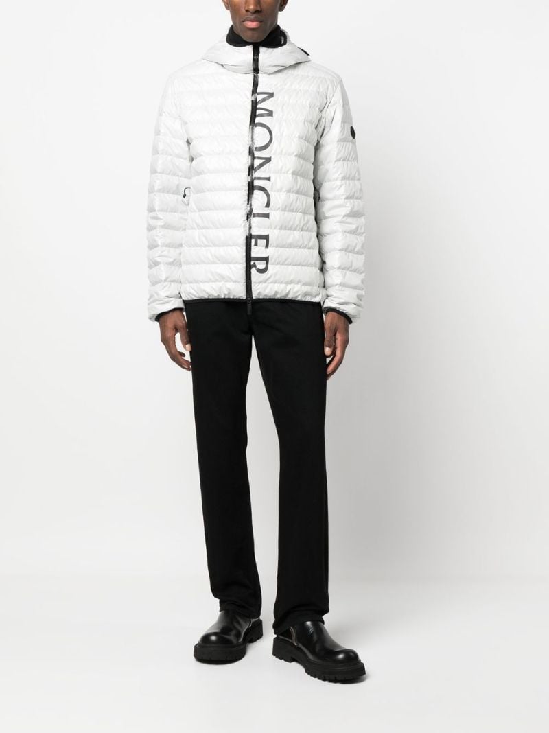 White Logo Print Padded Jacket