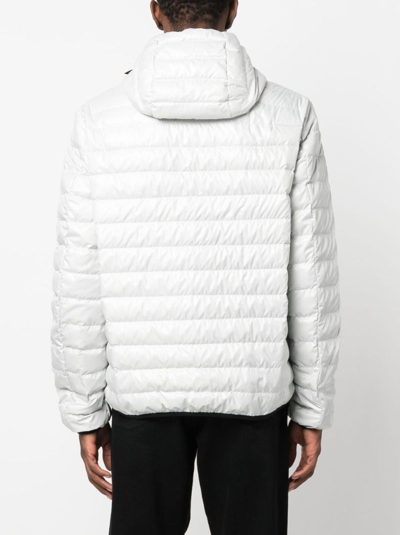 White Logo Print Padded Jacket