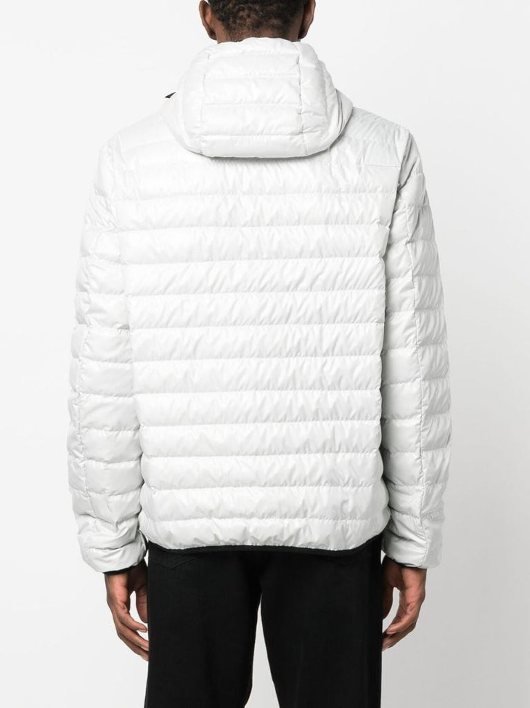 White Logo Print Padded Jacket