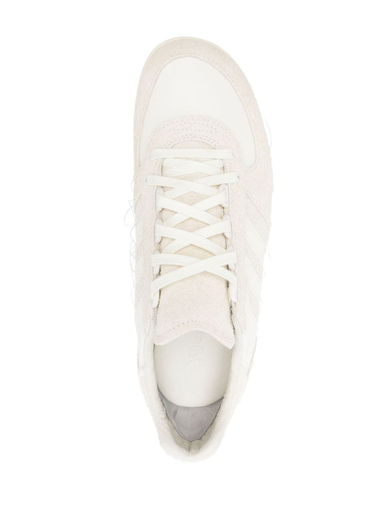 Neutral Logo Print Suede Sneakers