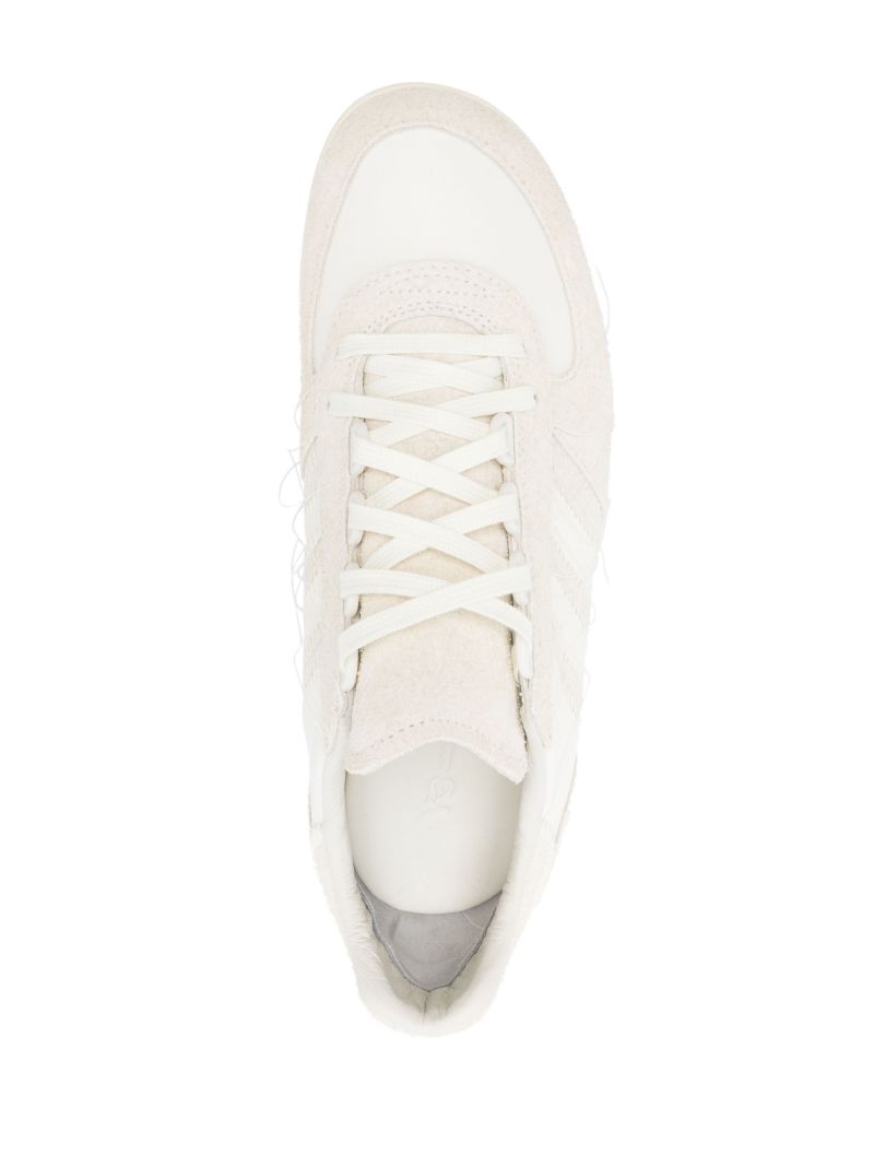 Neutral Logo Print Suede Sneakers