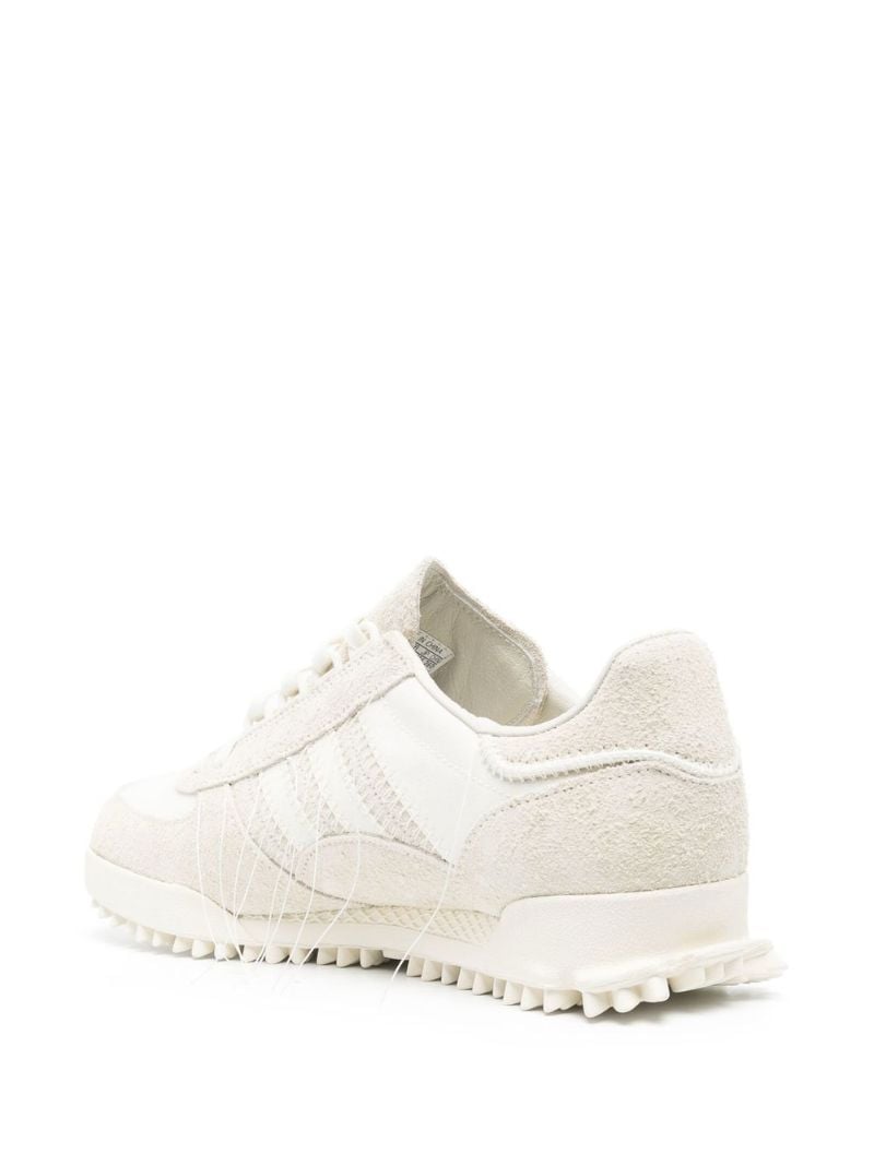 Neutral Logo Print Suede Sneakers