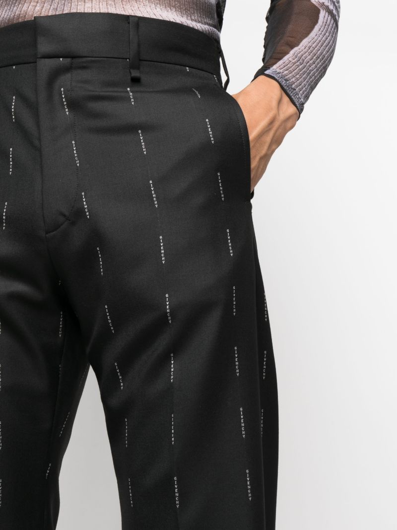 Black Logo-print Wool Trousers