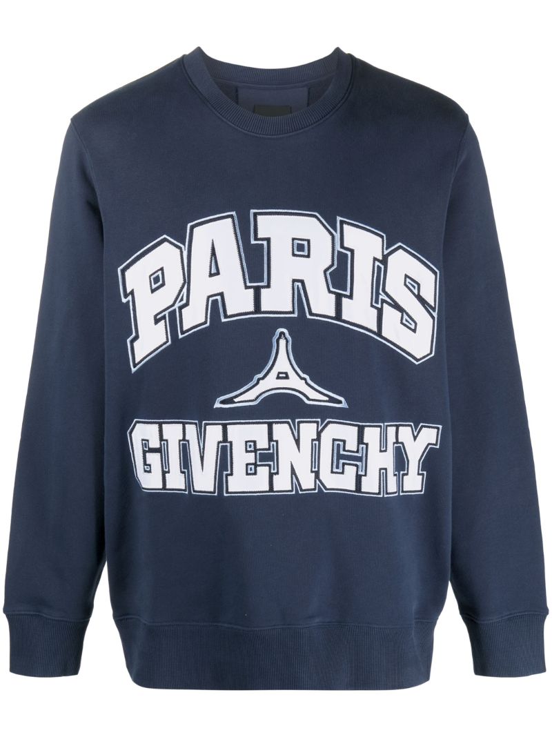 Blue Logo AppliquÃ_x0083_Â© Cotton Sweatshirt