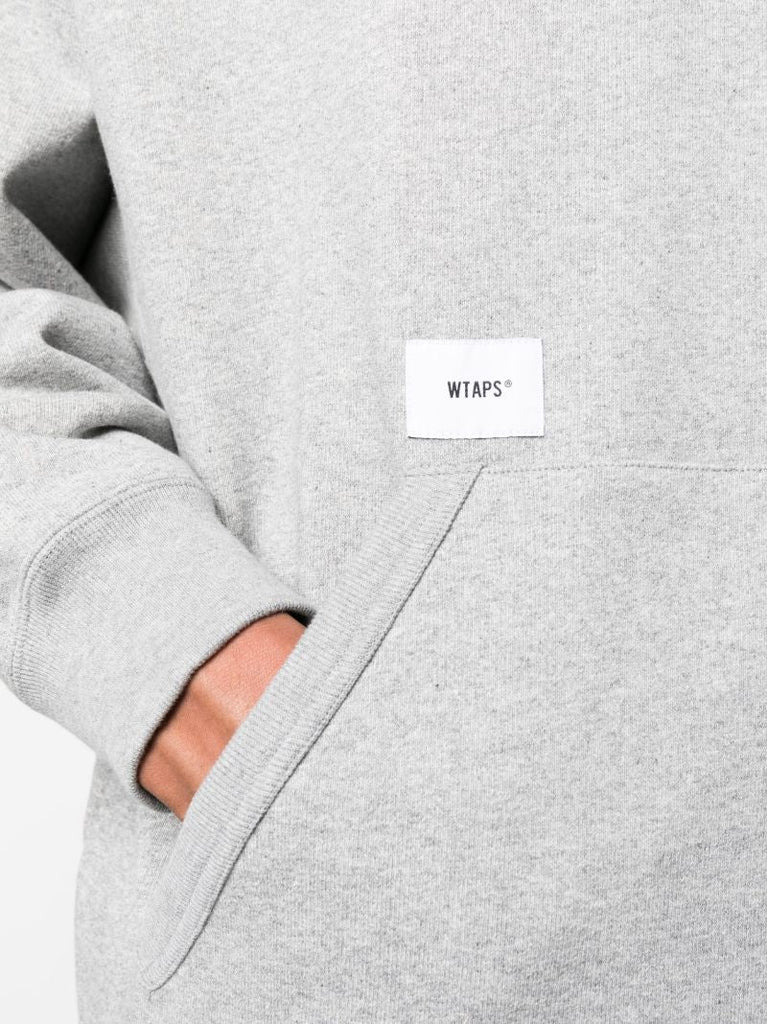 Grey Logo Print Cotton Hoodie