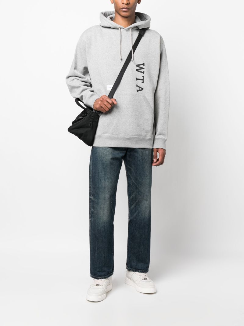 Grey Logo Print Cotton Hoodie