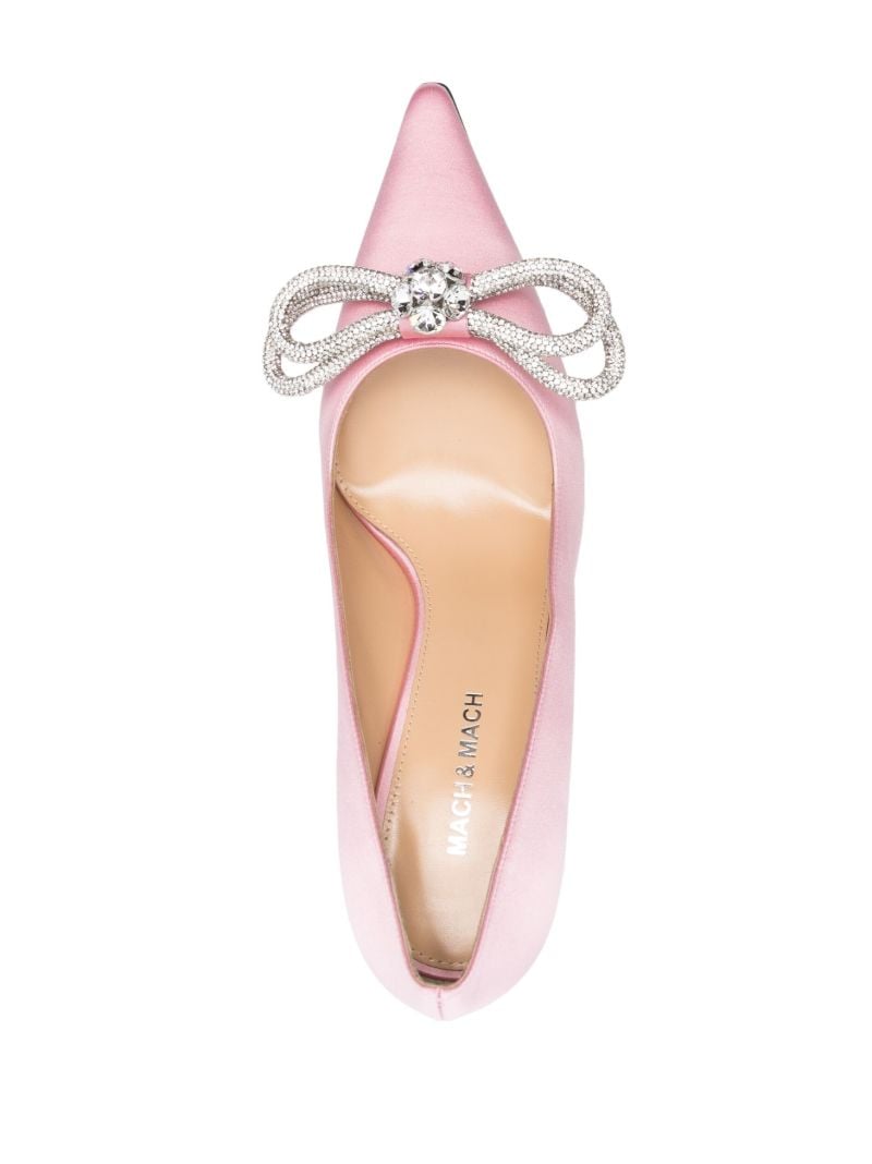 Pink Double Bow 95 Crystal Satin Pumps