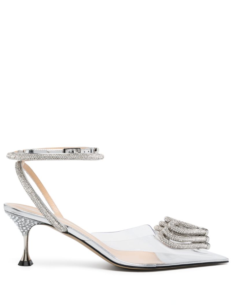 Silver Triple Heart 65 Crystal Pvc Pumps