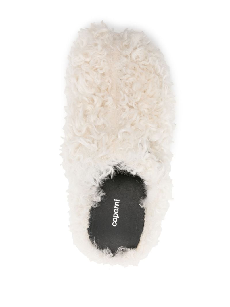 Neutral Faux-shearling Platform Clogs