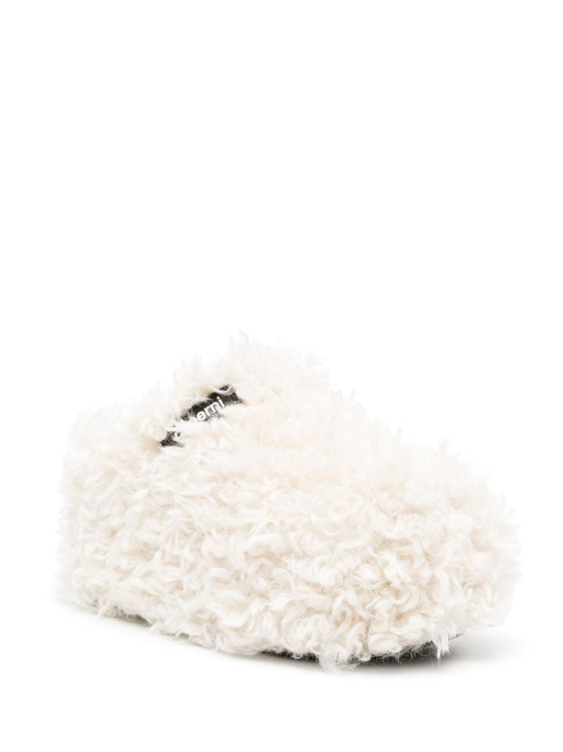 Neutral Faux-shearling Platform Clogs