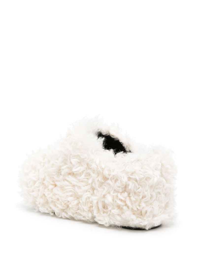 Neutral Faux-shearling Platform Clogs
